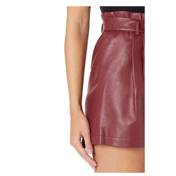 NWT!!! BCBG Womens Faux Leather Tie Waist Shorts - Deep Red - Picture 8 of 9